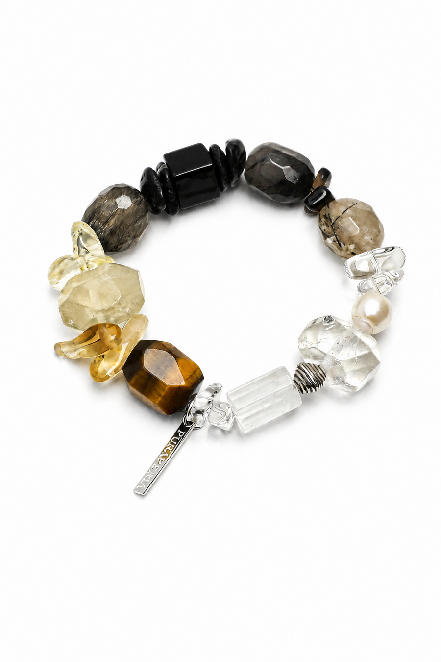 ONYX ROCK Black Onyx & Rutilated Quartz Bracelet by SITU — natural stone sterling silver jewelry