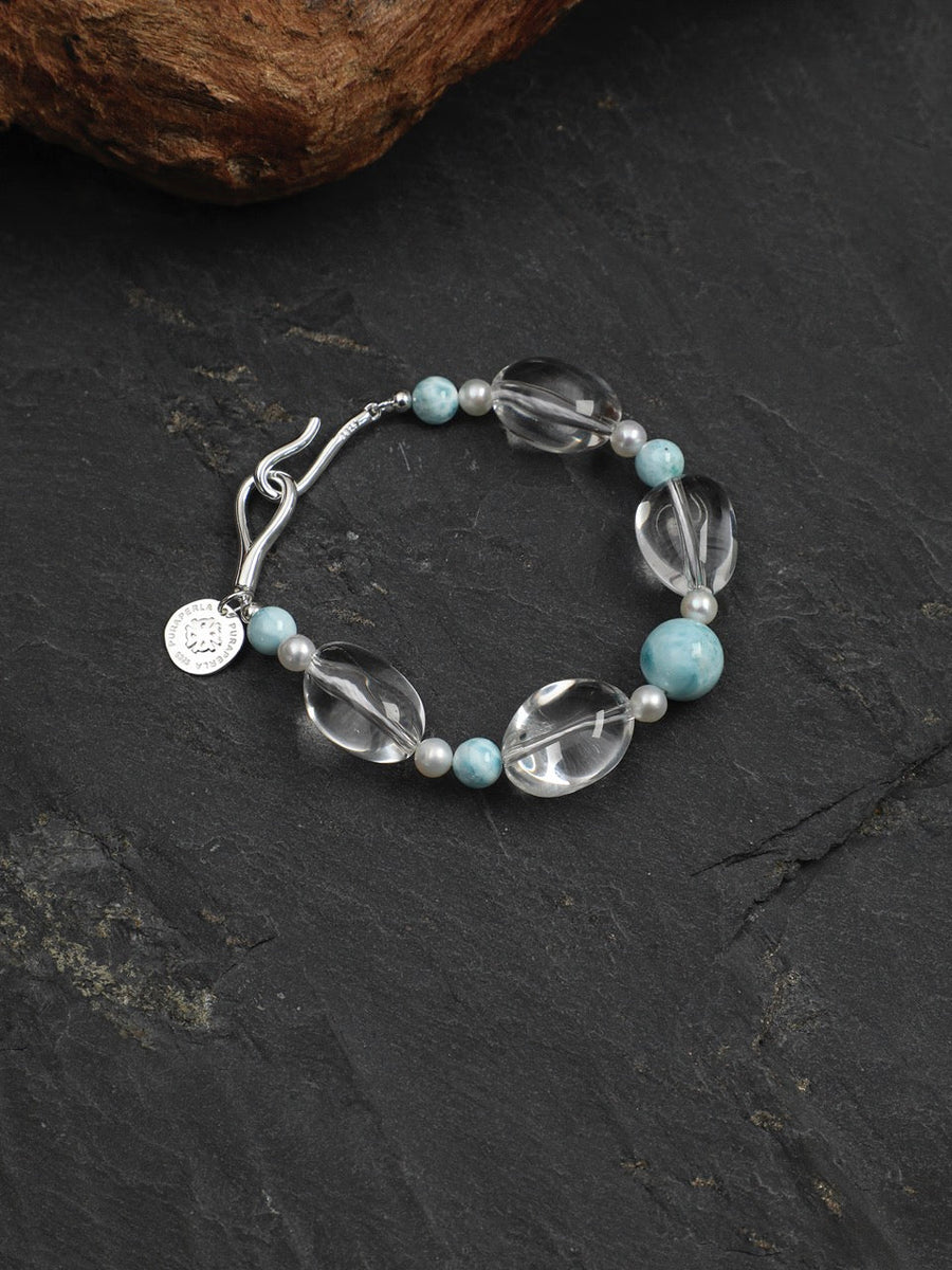 CYAN RIVER Larimar & Quartz Bracelet — SITU mineral jewelry detail