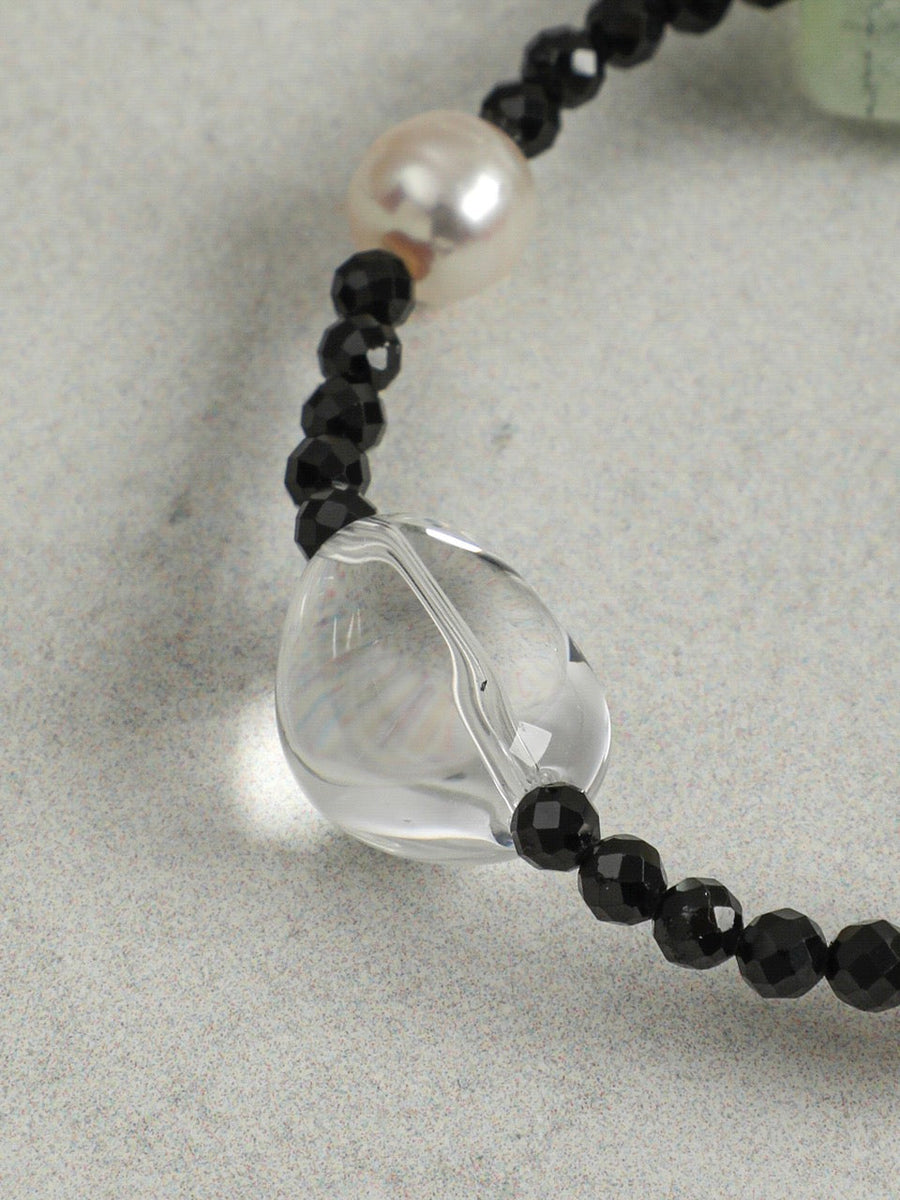 EMERALD & OBSIDIAN GLOW Multi-Stone Bracelet — SITU mineral jewelry detail