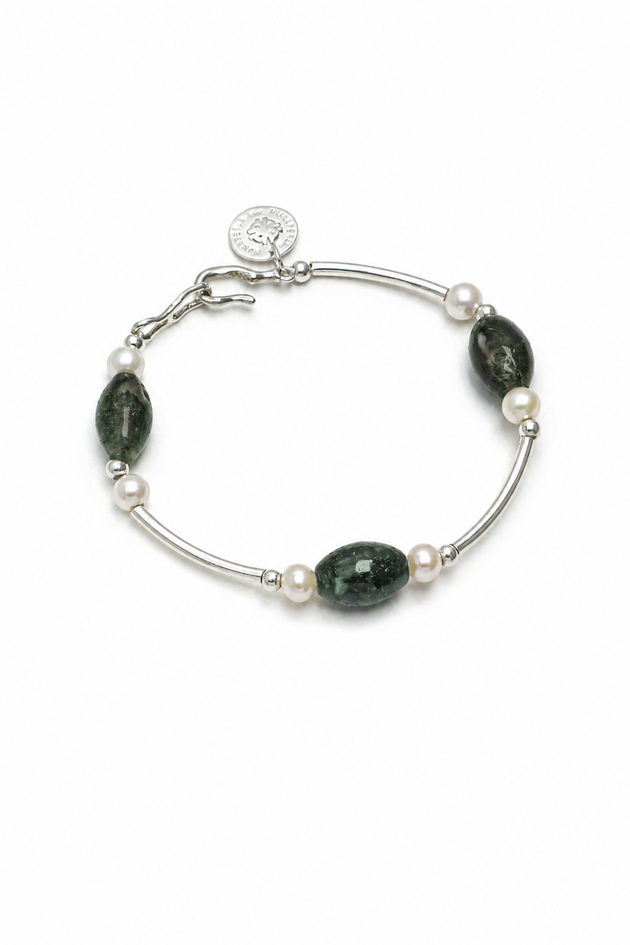 MOSS ROCK Moss Agate & Pearl Bracelet by SITU — natural stone sterling silver jewelry