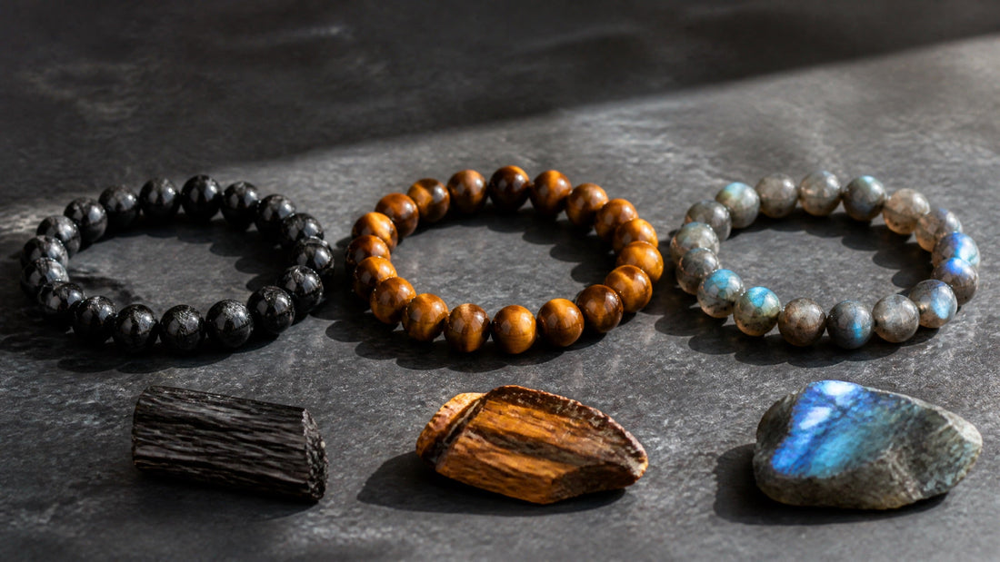 The Triple Protection Bracelet: Black Tourmaline, Tiger's Eye & Labradorite