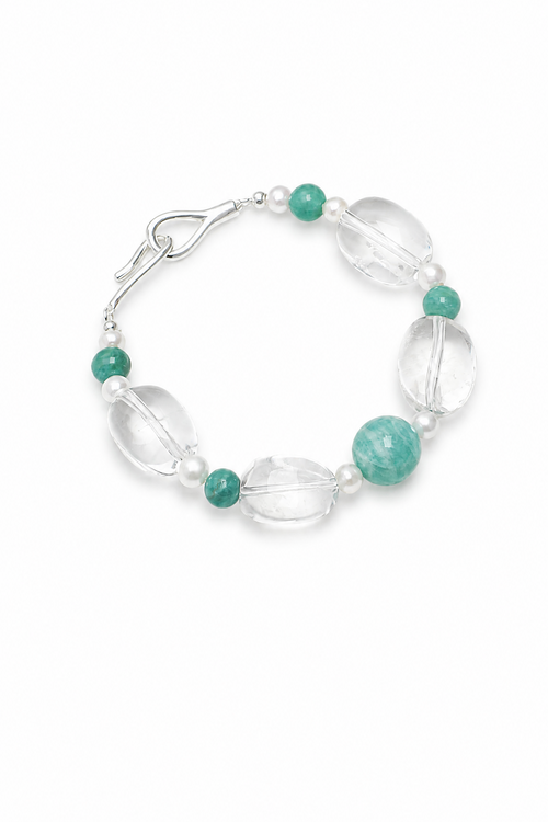 AMAZON RIPPLE Amazonite & Quartz Bracelet by SITU — natural stone sterling silver jewelry