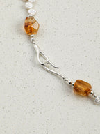 AMBER VINE Citrine & Baroque Pearl Necklace — SITU mineral jewelry detail