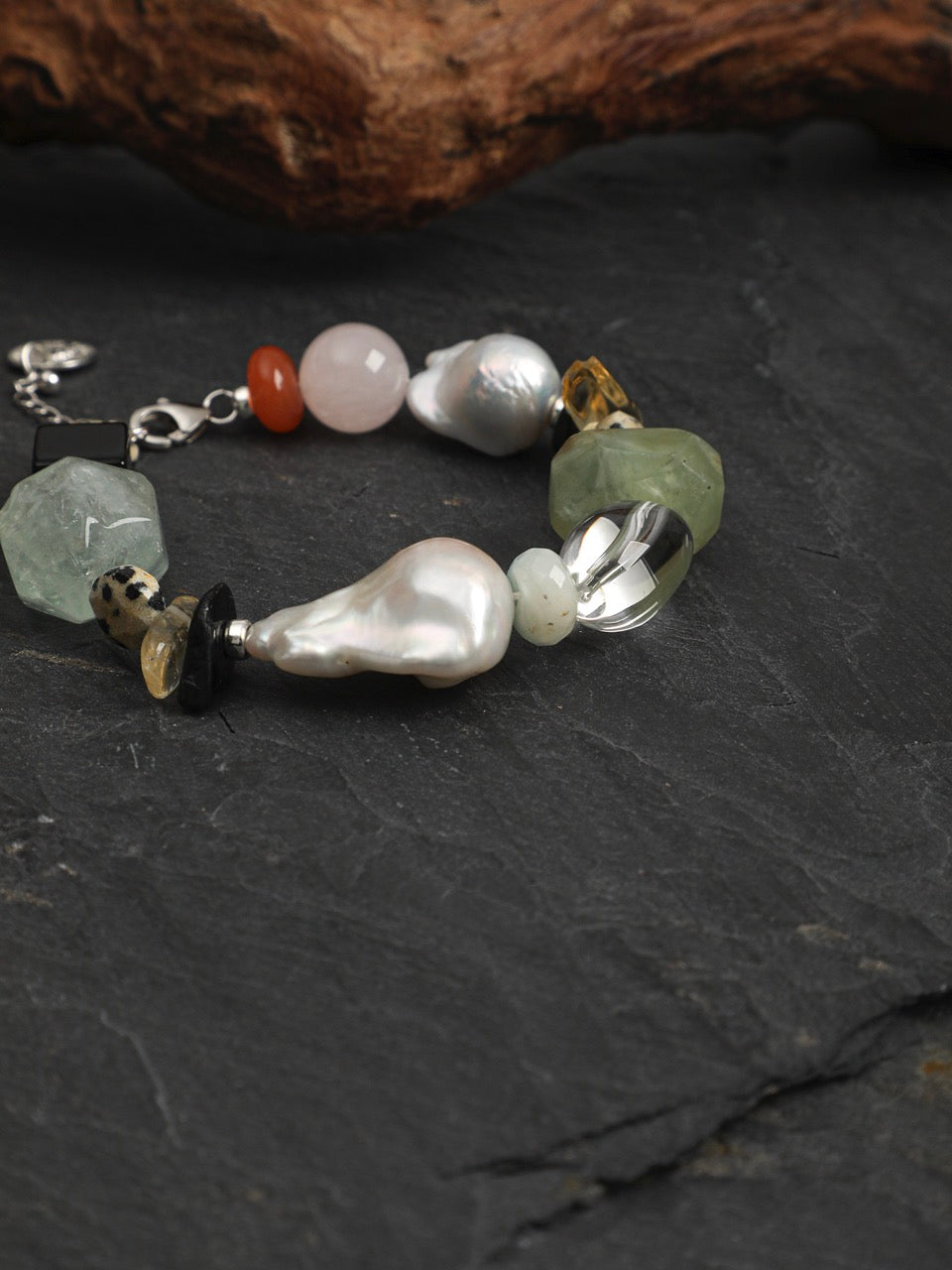 WILDERNESS ESSENCE Green Quartz & Prehnite Bracelet — SITU mineral jewelry detail