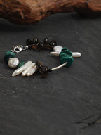 DEEP FOREST SHARD Smoky Quartz & Malachite Bracelet — SITU mineral jewelry detail
