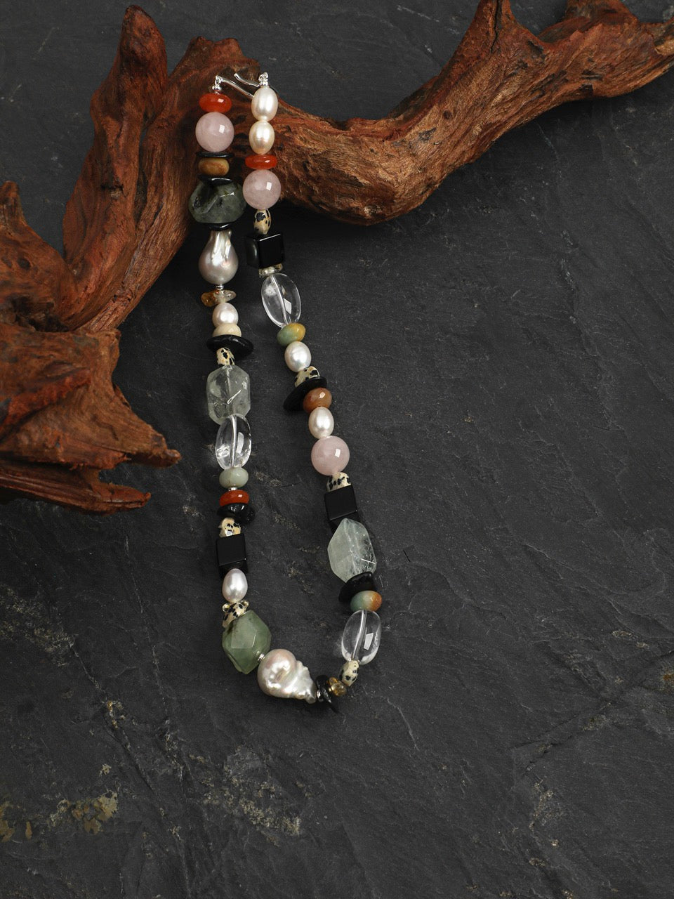 WILDERNESS ESSENCE Green Quartz & Prehnite Necklace — SITU mineral jewelry detail