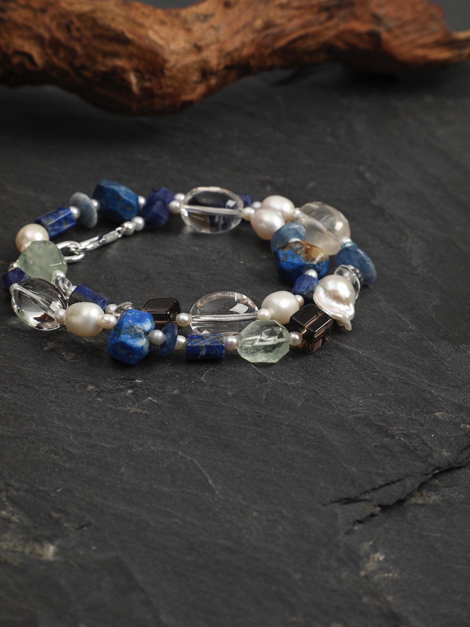 CYAN NEBULA Lapis & Crystal Necklace — SITU mineral jewelry detail