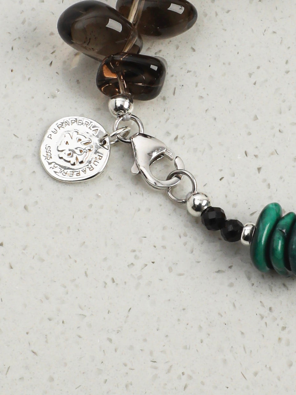 DEEP FOREST SHARD Smoky Quartz & Malachite Bracelet — SITU mineral jewelry detail