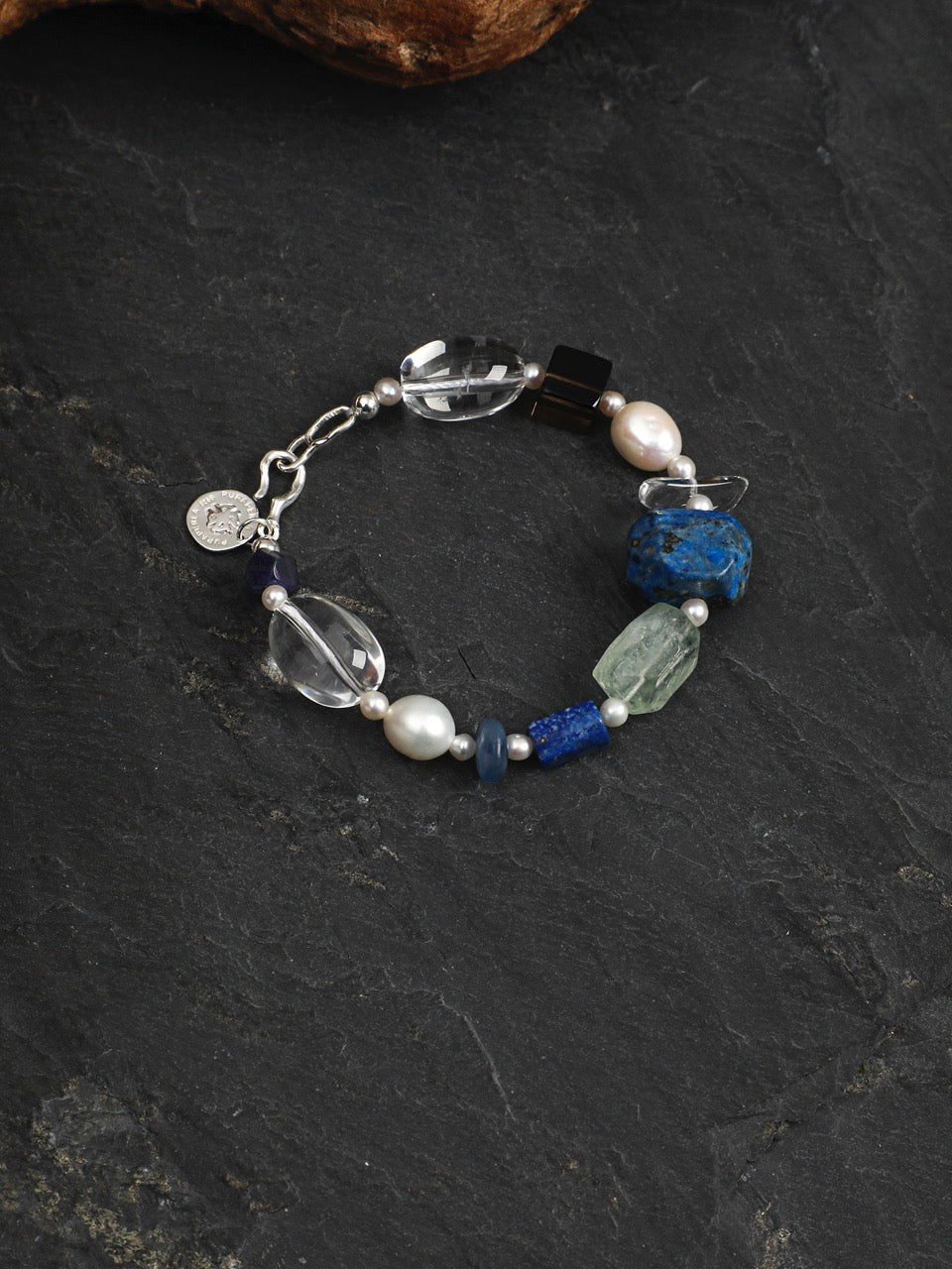 CYAN NEBULA Lapis & Crystal Bracelet — SITU mineral jewelry detail