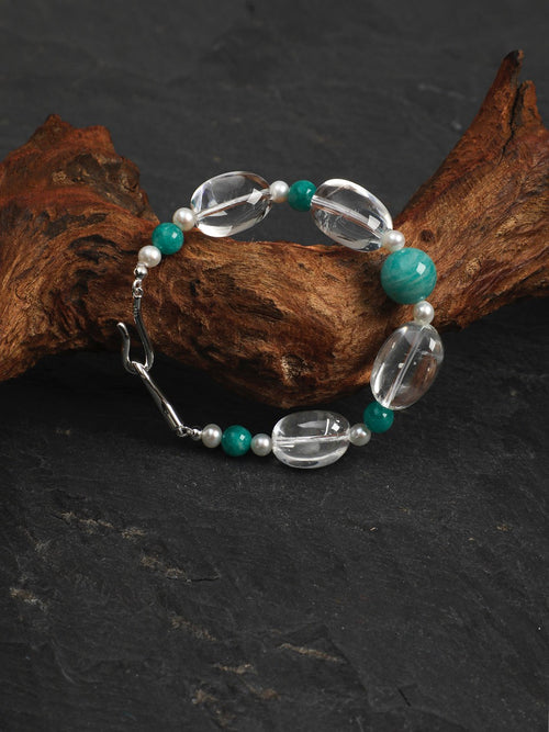 AMAZON RIPPLE Amazonite & Quartz Bracelet — SITU mineral jewelry detail