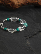 AMAZON RIPPLE Amazonite & Quartz Bracelet — SITU mineral jewelry detail