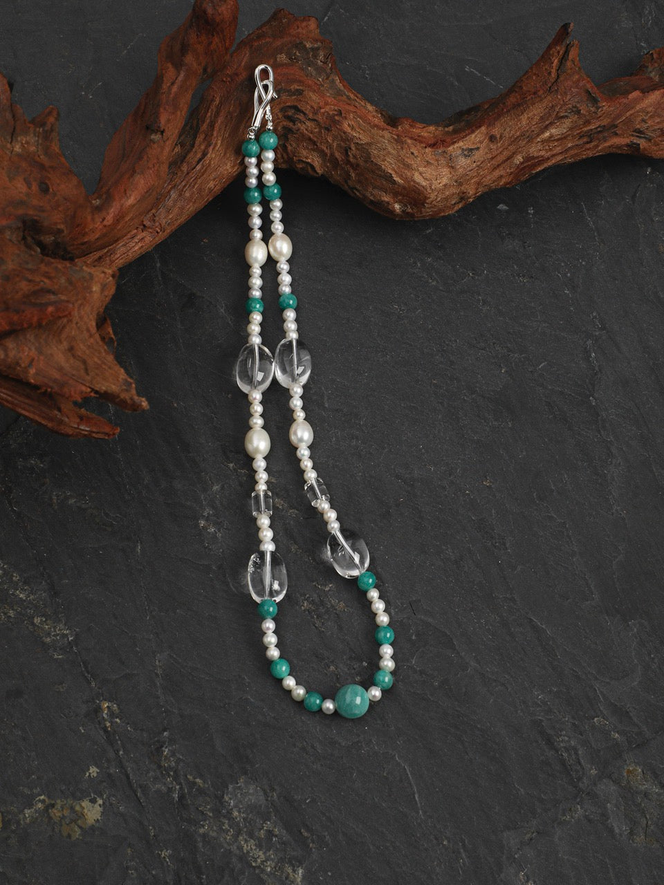 AMAZON TIDE Amazonite & Quartz Necklace — SITU mineral jewelry detail