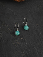 AMAZON DROP Amazonite Sphere Earrings — SITU mineral jewelry detail