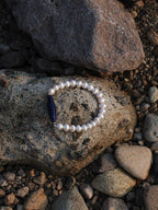 AZURE AXIS Lapis & Pearl Bracelet — SITU mineral jewelry detail