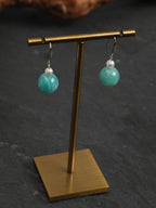 AMAZON DROP Amazonite Sphere Earrings — SITU mineral jewelry detail