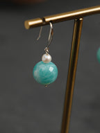 AMAZON DROP Amazonite Sphere Earrings — SITU mineral jewelry detail