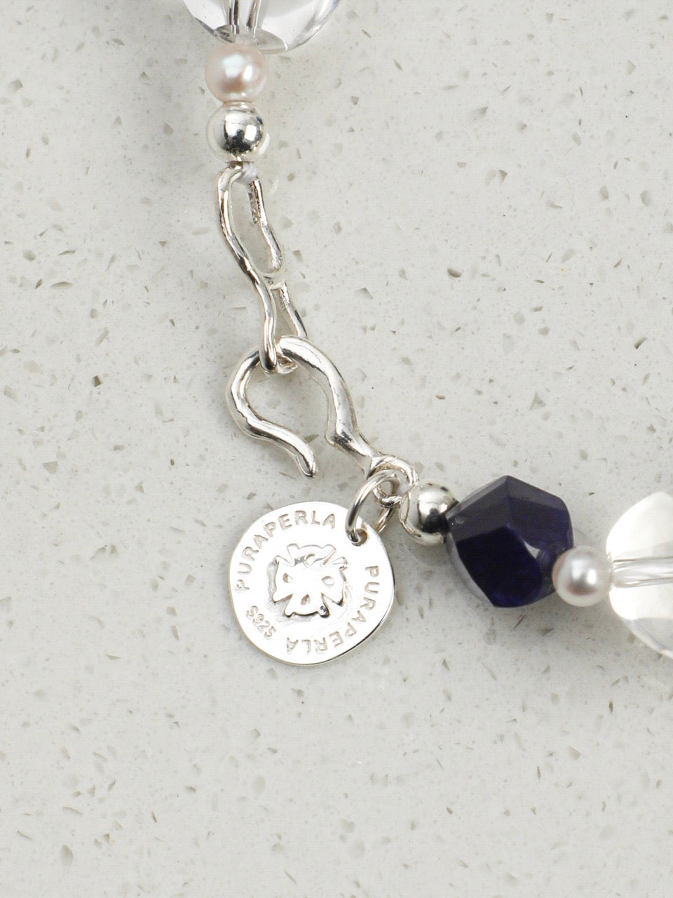 CYAN NEBULA Lapis & Crystal Bracelet — SITU mineral jewelry detail