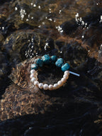 DEPTH RIPPLE Blue Apatite & Pearl Bracelet — SITU mineral jewelry detail