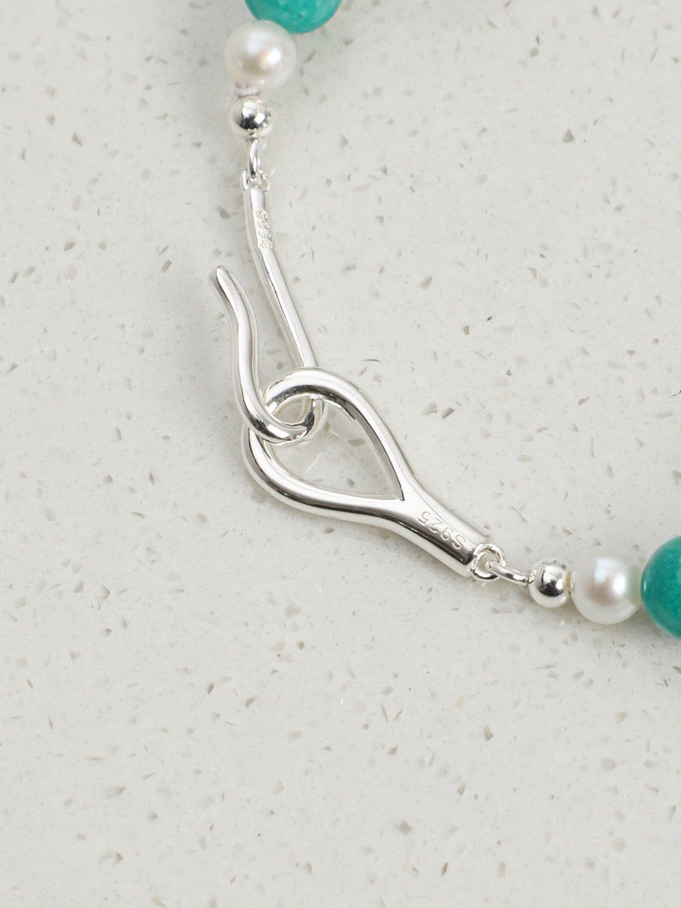 AMAZON RIPPLE Amazonite & Quartz Bracelet — SITU mineral jewelry detail