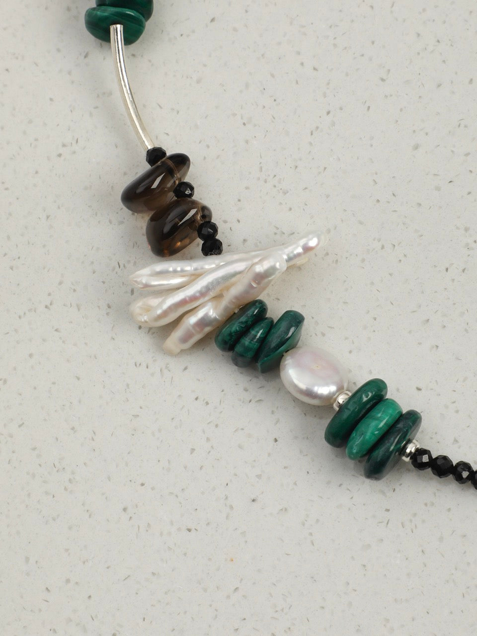 FOREST SHARD · Smoky Quartz & Malachite Necklace