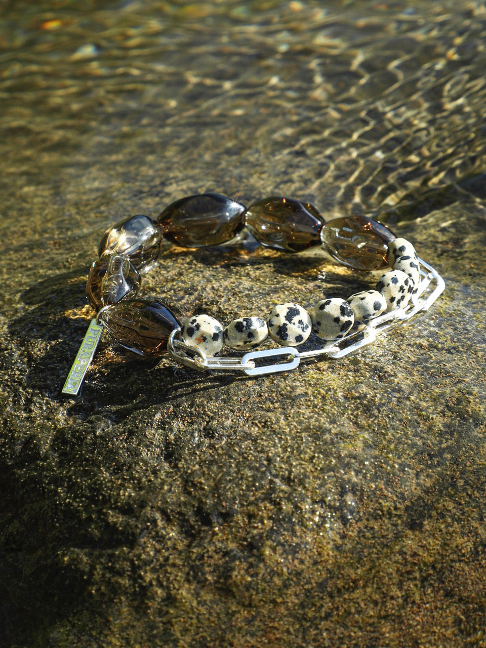 SMOKY RELIC Smoky Quartz & Dalmatian Stone Bracelet — SITU mineral jewelry detail