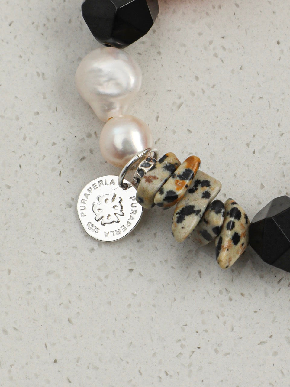 CRIMSON PULSE Red Agate & Pearl Bracelet — SITU mineral jewelry detail