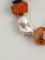 CRIMSON PULSE Red Agate & Pearl Bracelet — SITU mineral jewelry detail