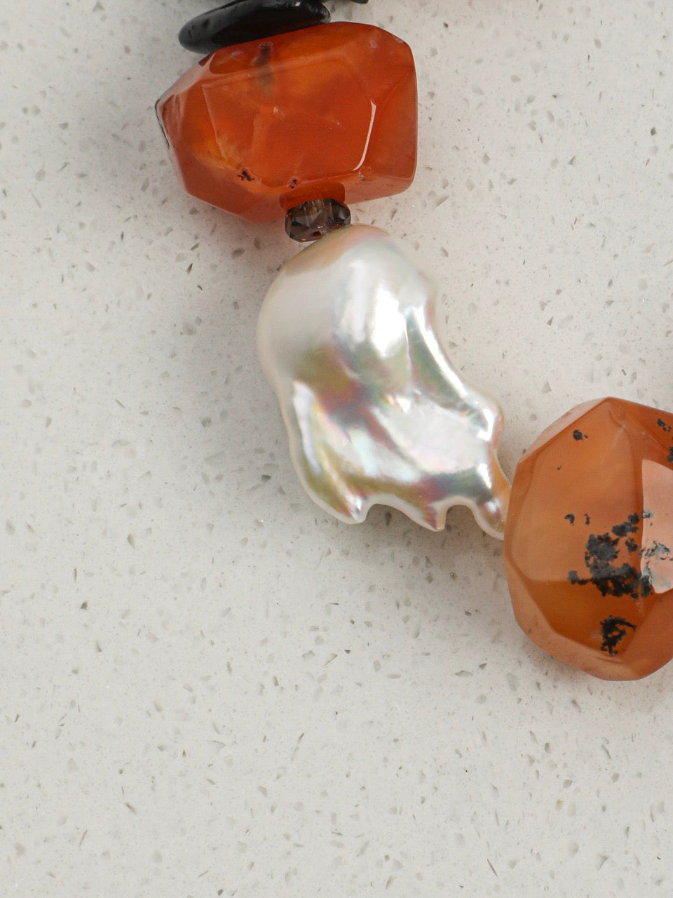 CRIMSON PULSE Red Agate & Pearl Bracelet — SITU mineral jewelry detail