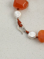 WARM CRIMSON Red Agate & Pearl Bracelet — SITU mineral jewelry detail