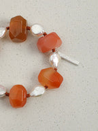WARM CRIMSON Red Agate & Pearl Bracelet — SITU mineral jewelry detail