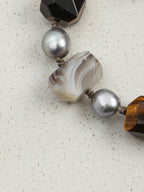 GLOWING CORE Tiger's Eye & Grey Pearl Bracelet — SITU mineral jewelry detail