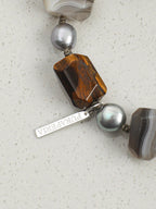 GLOWING CORE Tiger's Eye & Grey Pearl Bracelet — SITU mineral jewelry detail