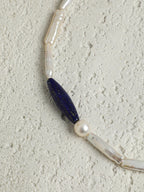 DEEP TIDAL MARK Lapis & Pearl Necklace — SITU mineral jewelry detail