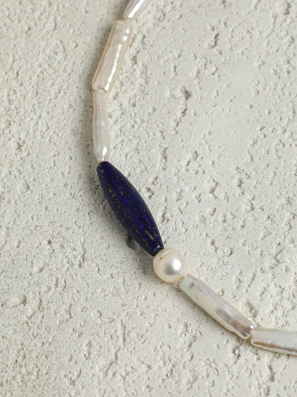 DEEP TIDAL MARK Lapis & Pearl Necklace — SITU mineral jewelry detail