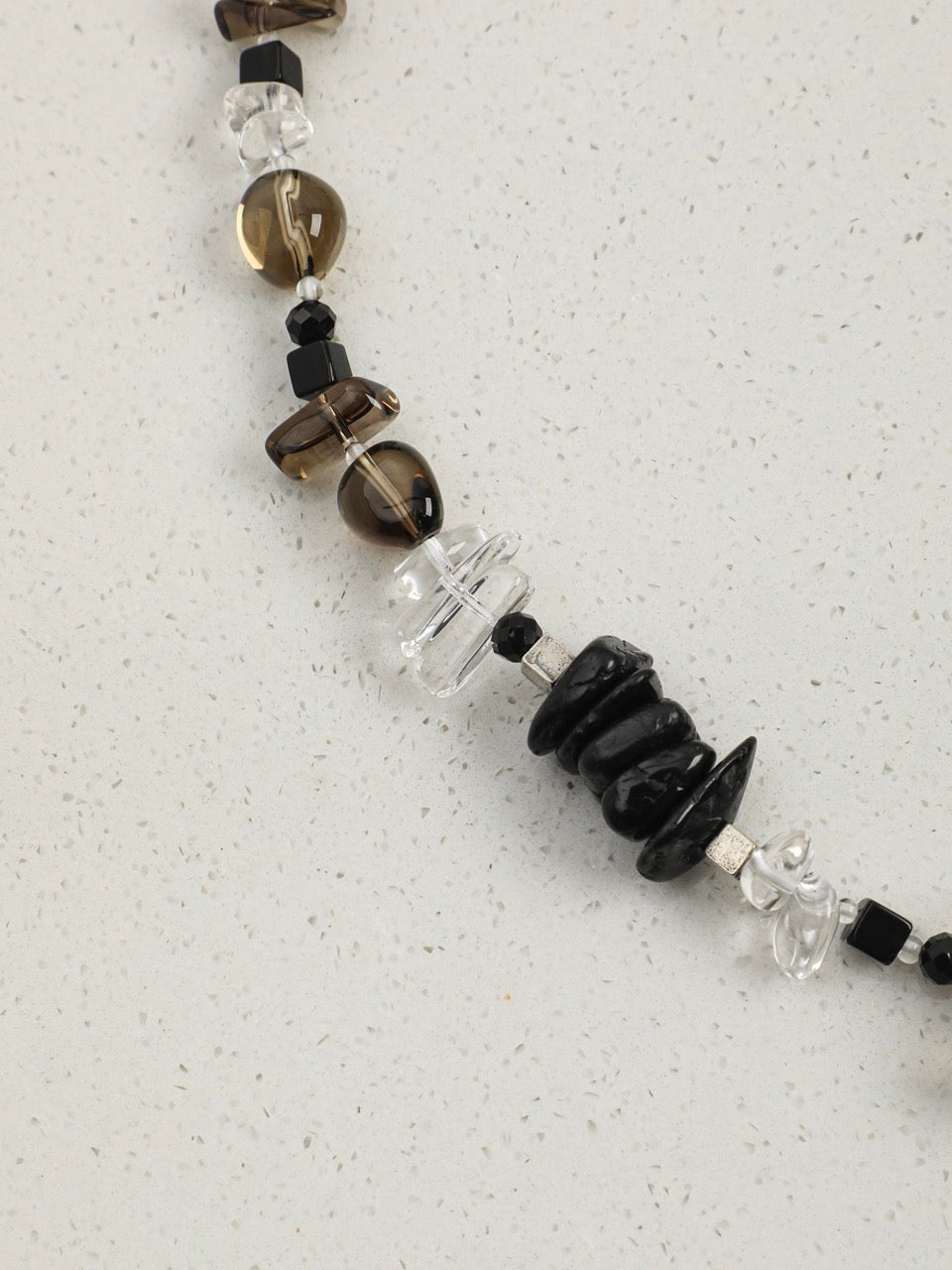 SMOKY ORDER Quartz & Tourmaline Necklace — SITU mineral jewelry detail