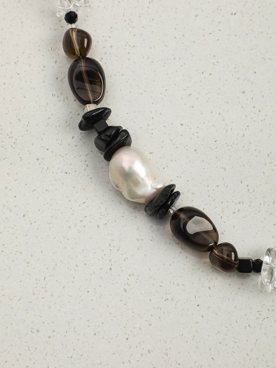 SMOKY ORDER Quartz & Tourmaline Necklace — SITU mineral jewelry detail
