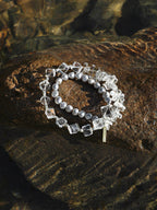 OPTIC GREY Grey Pearl & Clear Quartz Bracelet — SITU mineral jewelry detail