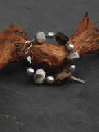 GLOWING CORE Tiger's Eye & Grey Pearl Bracelet — SITU mineral jewelry detail