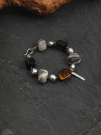 GLOWING CORE · Tiger's Eye & Grey Pearl Bracelet
