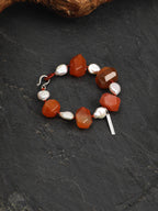 WARM CRIMSON Red Agate & Pearl Bracelet — SITU mineral jewelry detail