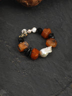 CRIMSON PULSE Red Agate & Pearl Bracelet — SITU mineral jewelry detail