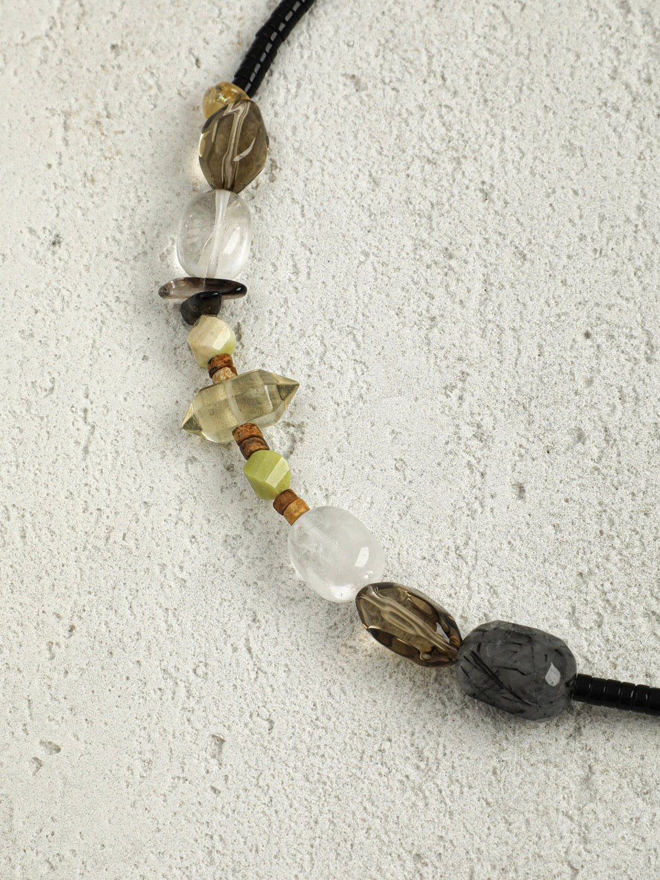 OBSIDIAN RAMPART Multi-Stone Necklace — SITU mineral jewelry detail