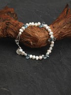 LUCENT RIPPLE Blue Topaz & Pearl Bracelet — SITU mineral jewelry detail
