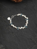 LUCENT RIPPLE Blue Topaz & Pearl Bracelet — SITU mineral jewelry detail
