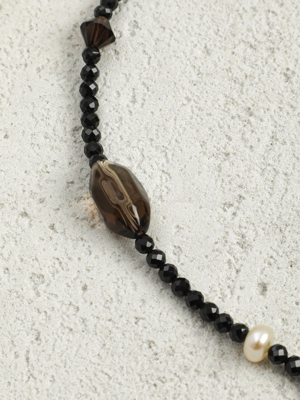 NOCTURNE TRACE Agate & Tourmaline Necklace — SITU mineral jewelry detail