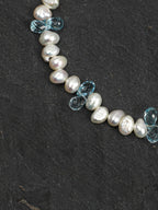 LUCENT RIPPLE Blue Topaz & Pearl Bracelet — SITU mineral jewelry detail