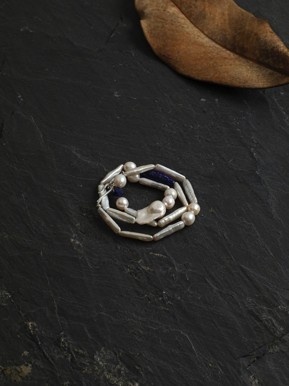 DEEP TIDAL MARK · Lapis & Pearl Necklace