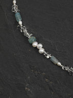 GLACIAL TIDE Dumortierite & Pearl Necklace — SITU mineral jewelry detail