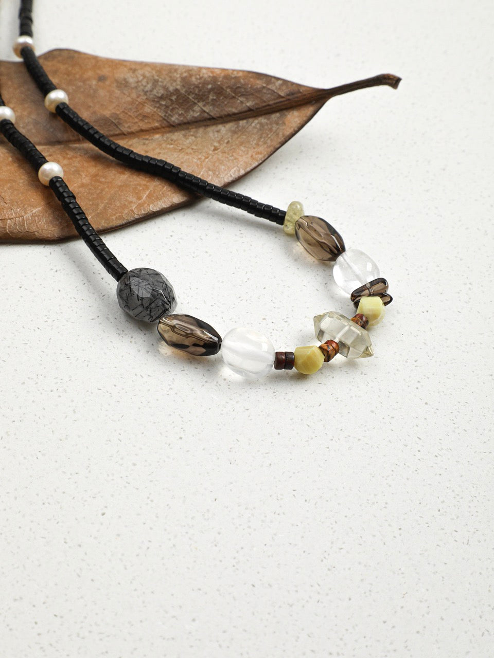 OBSIDIAN RAMPART Multi-Stone Necklace — SITU mineral jewelry detail