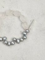 MISTY GLASS Clear Quartz & Grey Pearl Bracelet — SITU mineral jewelry detail